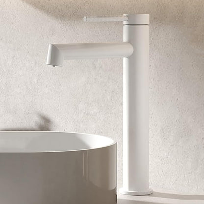 BiaoTeng One Hole Bathroom Faucet White High 2 Function Hot and Cold Brass Bathroom Faucet 1 Hole Single Handle