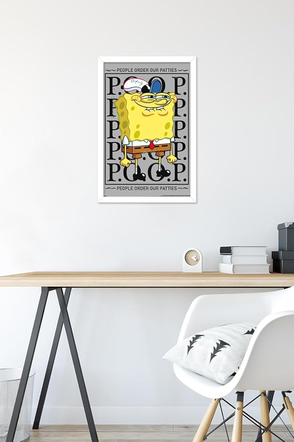 Trends International Nickelodeon Spongebob - P.O.O.P. Wall Poster, 22.4L x 14.7W, White Framed Version