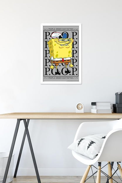 Trends International Nickelodeon Spongebob - P.O.O.P. Wall Poster, 22.4L x 14.7W, White Framed Version