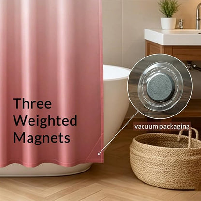 Felisa Ombre Pink and White Shower Curtain Liner,Waterproof Fabric Shower Curtain with 3 Weighted Magnets, Odorless Cloth Lightweight Bathroom Curtain,Sturdy Rustproof Grommets,72 x 72