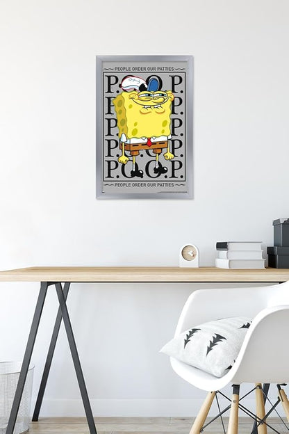 Trends International Nickelodeon Spongebob - P.O.O.P. Wall Poster, 22.4L x 14.7W, Silver Framed Version
