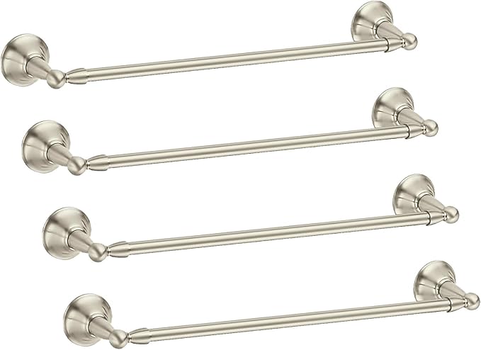 Moen DN6824BN Sage 24-Inch Wall Mount Bathroom Single Bar Towel Bar, Brushed Nickel (Pack of 4)