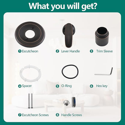 Shower Trim Kit Compatible with 1300/1400 Series, 1 Handle, Long Sleeve (Valve& Catridge Not Inclued), Oil Rubbed Bronze