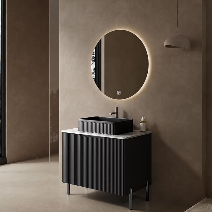 30" Bathroom Vanity with Sink, Small Bathroom Vanity with Durable Ceramic Basin and Sintered Stone Countertop and Soft Closing, Freestanding Bathroom Vanities, Black