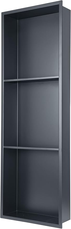 Black Stainless Steel Shower Niche 36" X 12" ，Recessed Shower Shelf for Bathroom Storage，Three-Tier Shelves， Matte Black (Black, 36 * 12 in)