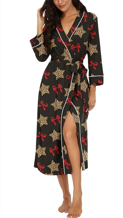 PrinStory Womens Robe Long Knit Bathrobe Lightweight Soft Robes Ladies Bath Robe