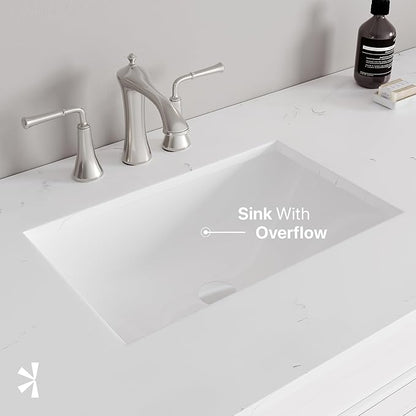 Eviva Epic 100 in. White Double Sink Bath Vanity with Carrara Quartz Top and Undermount Porcelain Sinks
