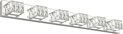 Modern Bathroom Light Fixtures - LED Crystal Vanity Lights Over Mirror - Chrome 6 Lights Bathroom Wall Light Cool White Light 6000K