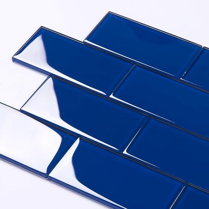 Glass Subway Tile 3 x 6 Inch Cobalt Blue for Kitchen Backsplash Bathroom Wall Pack of 32 Sheets