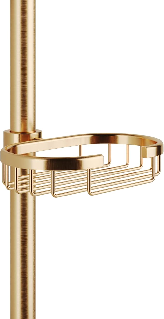 PULSE ShowerSpas Kauai III Brushed Gold Rain Shower Head with Handheld Spray - 2.5 GPM, 8" Showerhead, 5-Function HandShower, Adjustable Slide Bar - Shower Heads with Handheld Spray Combo