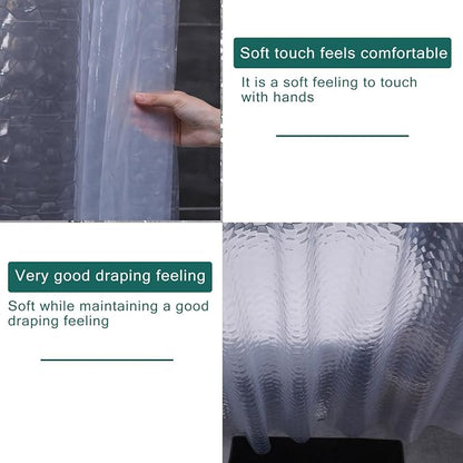Clear Shower Curtain Liner, 100% Waterproof EVA 3D Shower Curtains with 3 Duty Heavy Bottom Magnets and 12 Rust Proof Grommets, 72x72 Weighted Shower Liner for Shower Stall, Bathtubs