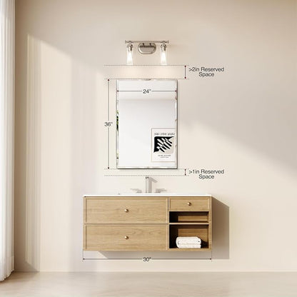 Bathroom Mirrors for Wall Beveled, 24"x36" Frameless Bathroom Vanity Mirror, Wall Mount Mirror for Bedroom Entryway Living Room Hangs Horizontally or Vertically