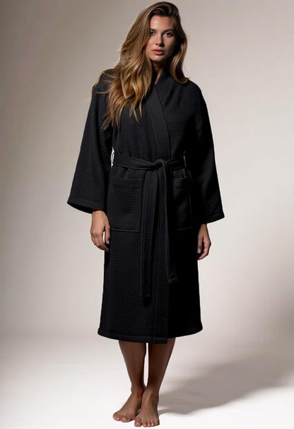 Turquaz Womens Lightweight Waffle Kimono Bathrobe for Men - Soft Quick-Dry Spa & Summer Towel Robe, Cotton Blend