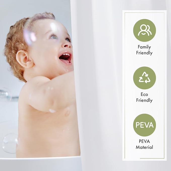 White Shower Curtain Liner with Magnets, 72x78 Plastic Shower Liner PEVA Waterproof Medium Weight Inside Shower Curtains Liner for Bathroom with Rustproof Grommet