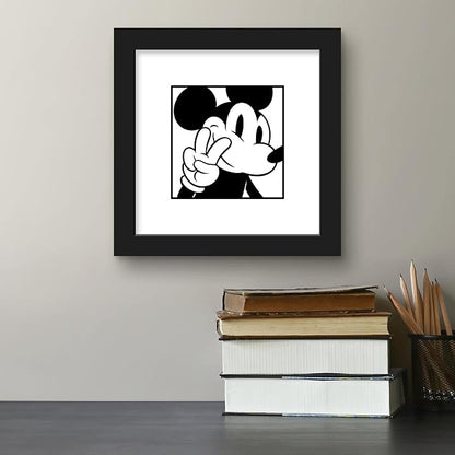 Trends International Gallery Pops Disney Mickey Mouse - Mickey Expressions - Peace Wall Art Wall Poster, 12" x 12", Black Framed Version