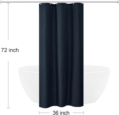 Small Stall 230GSM Navy Blue Shower Curtain, 36 x 72 | 230GSM Narrow Half Fabric Shower Curtain for Bathroom, Water Repellent, Machine Washable