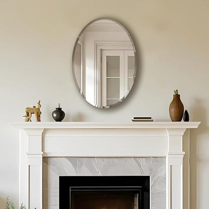 Bathroom Mirror for Over Sink 20" x 28" Oval Frameless Wall Mirror | Beveled Polished Edge Decorative Wall Mirror for Bathroom, Bedroom, Vanity and Entryway