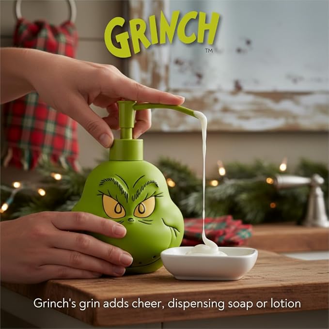 Dr. Seuss The Grinch Holiday Christmas Soap/Lotion/Hand Sanitizer Resin Pump Dispenser, 18.28 Ounces, (Officially Licensed Product) by Franco Collectibles
