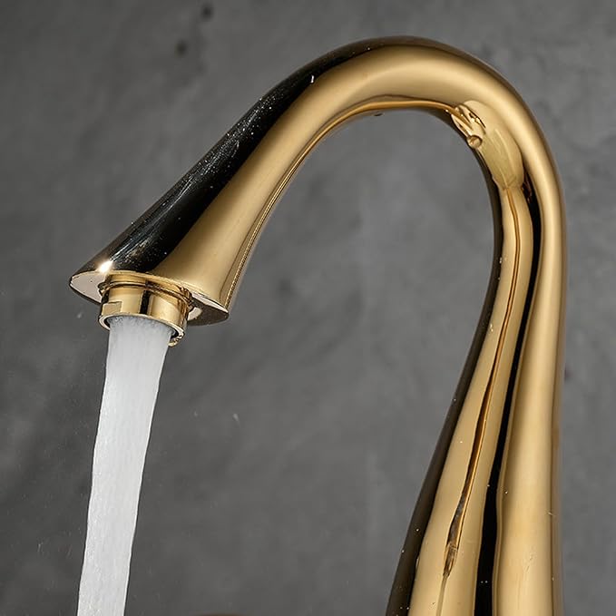 Bathroom Basin Mixer Faucet 3 Hole Basin Faucets Brass Hot and Cold Water-Gold