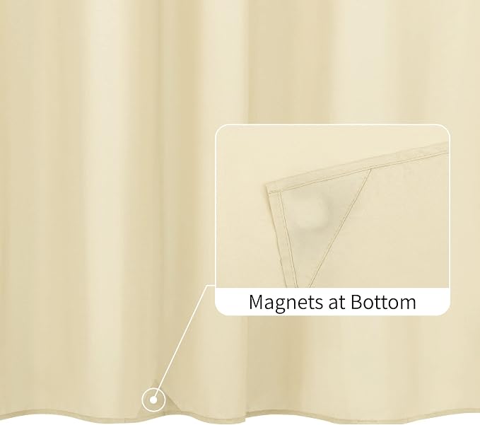 ALYVIA SPRING 54x78 Stall Waterproof Fabric Shower Curtain or Liner Cream | 2 Magnets, Soft Cloth & Hotel Quality, Machine Washable, Light-Weight, Long Stall Size