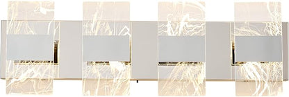 Modern LED Bathroom Light Fixtures Dimmable 4-Light Chrome Vanity Light, 5CCT Adjustable Lighting Fixture Vanity Lights Over Mirror, Smoked Acrylic LED Vanity Lights for Bathroom