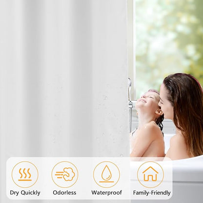 Seenus Waterproof Fabric Short Shower Curtain Liner with 3 Weighted Magnets, 60 x 66 inch Washable Cloth Shower Liner Samll for Walkin Tub, White Bathroom Shower Curtain for RV Camper