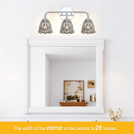 Vintage 3 Light Vanity Light, Chrome Bathroom Vanity Light, Bathroom Light Fixtures with Smokegray Glass Shade, Antique Vanity Light Fixtures Over Mirror, Wall Sconce for Bedroom, Living Room
