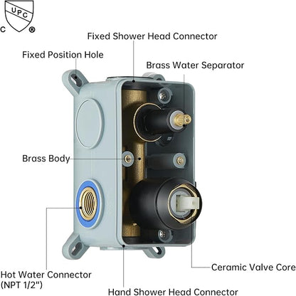 BESy Shower System with 10 Inch Round Rain Shower Head and Handheld Wall Mounted, High Pressure Rainfall Shower Faucet Fixture Combo Set with 2 in 1 Handheld Showerhead for Bathroom, Bronze