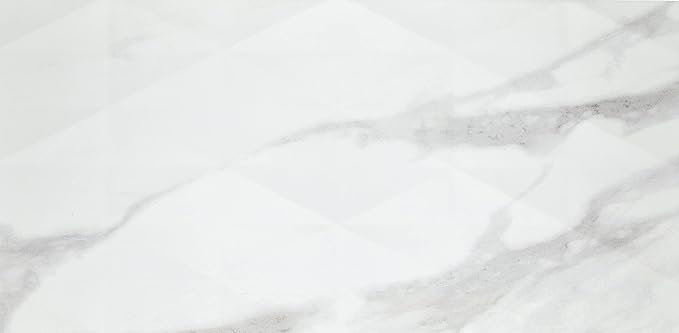 Daltile Perpetuo 12" x 24" Marble Look Ceramic Multi-Geometric Wall Tile in Satin Brilliant White for Kitchen Backsplashes, Living Room or Bathroom Walls | (8 PC Per Carton) (15.52 SQFT Per Carton)