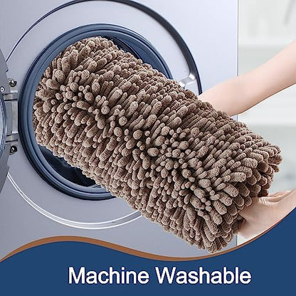 Luxury Polyester Taupe Bathroom Rugs Sets 2 Piece, Thickened Hot Melt Rubber Bottom Bath Mats for Bathroom Non Slip, Bath Rugs Quick Dry Machine Washable for Shower Mat (32"x20"+17"x24")