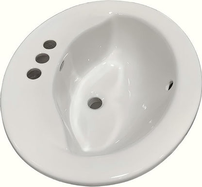 VitreousPro 21"x17-5/8" Oval Self-Rimming Countertop Bathroom Sink – White Vitreous China, 3-Hole (4" Widespread) Faucet Compatible, Front Overflow, Space-Saving Design