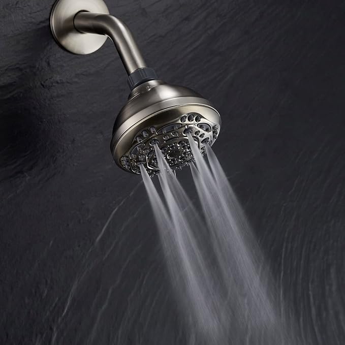 7-Function Luxury Shower Head, High Pressure Adjustable Shower Head with Massage Mist and Water Saving Mode for Low Flow Showers- Brushed Nickel