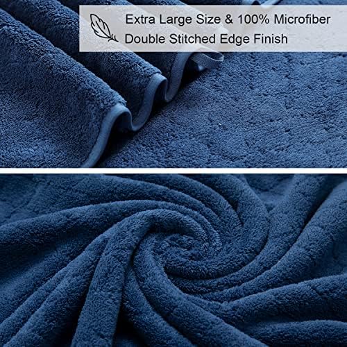 Ycosy Navy Bath Towels Set 35x70 Inches - Luxury 600 GSM Oversized Bath Sheet Towel,Extra Large Microfiber - Quick Dry,Highly Absorbent,Super Soft Shower Towels Spa Hotel Bathroom Towel Set (4-Pack)