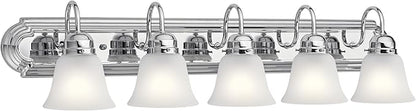 Kichler 5-Light Bathroom Vanity Light, Tannery Bronze | Traditional vanity light with satin etched glass for bathroom mirrors (36" x 8" x 8"), 5339CHS