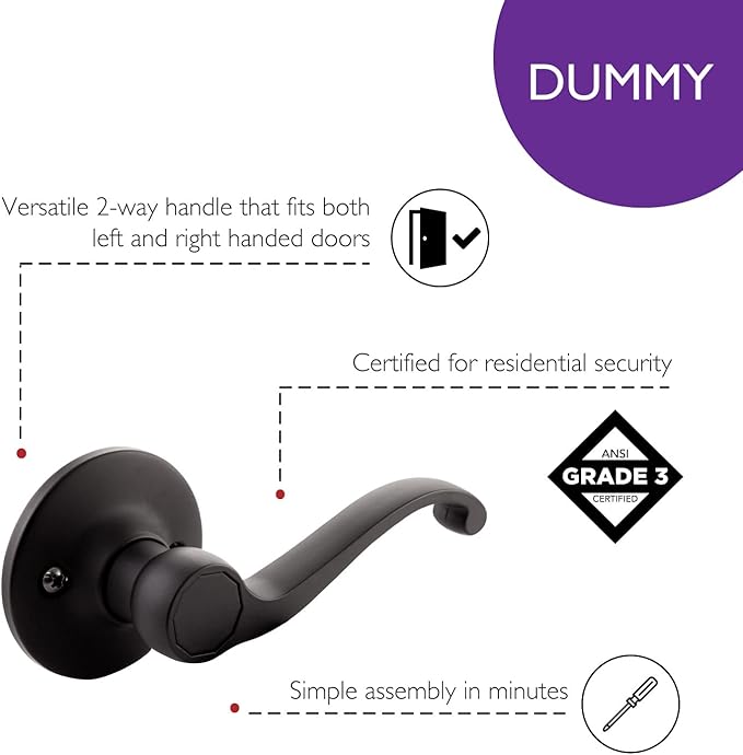 Design House 779207 Scroll Dummy Door Lever Matte Black