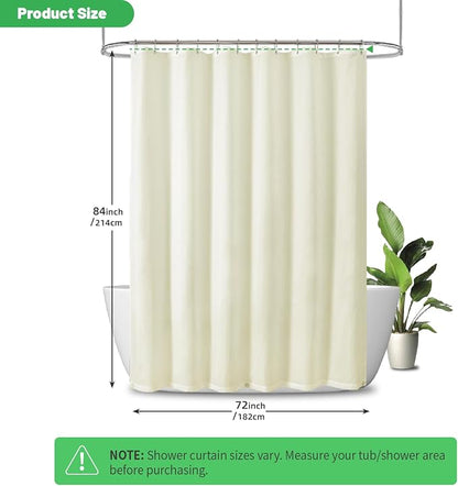 eachope Extra Long Waterproof Fabric Shower Curtain Liner,72x84 Inch Cream | 3 Heavy-Duty Magnets,Machine Washable,Durable Rustproof Grommets,Hotel Quality,Easy Care,Secure Fit for Bathroom
