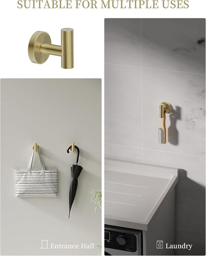 Brushed Gold Bathroom Hardware Accessories Set 5 pcs Towel Holder Bar Set | 24 inches Stainless Steel Towel Bar, Towel Racks for Bathroom Robe Towel Hooks Toilet Paper Holder Wall Mounted by BATHLAVISH