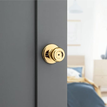 Kwikset 93001-870 Tylo Bed & Bath Knob in Polished Brass, Privacy (Pack of 2)