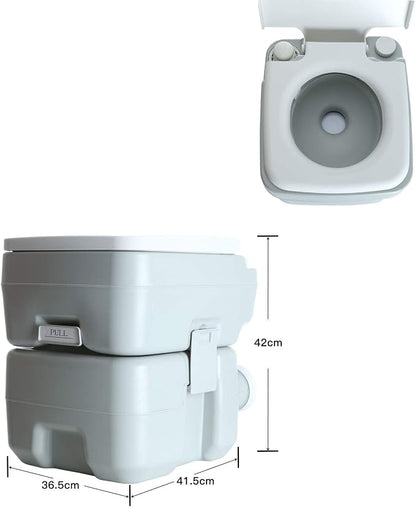 Portable Toilet 5.3 Gallons 20L Piston Pump Flush Effortless Travel Potty Cleaning Detachable Tanks for Camping RV Hiking Trips and Boating