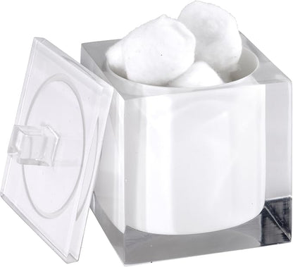 Izod - Bathroom Set, 3pc Countertop Accessories, Vanity Tray, Covered Jar & Lotion Pump, Modern Home Decor, Dorm Room Essentails (Marina Collection, White)