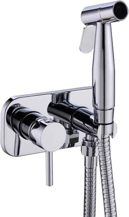 TRUSTMI Toilet Concealed Hot and Cold Bidet Spray Set, Brass Hand Held Warm Water Sprayer Shattaf,Chrome