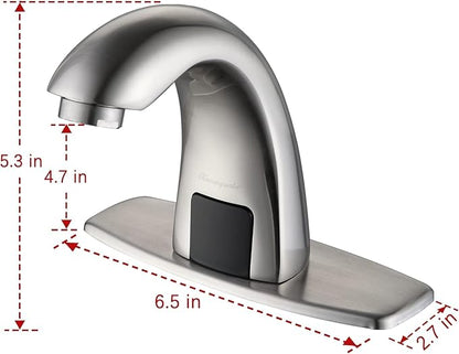 Charmingwater Touchless Bathroom Sink Faucet with Automatic Sensor, Motion Bathroom Faucet with Hole Cover Plate, Brushed Nickel