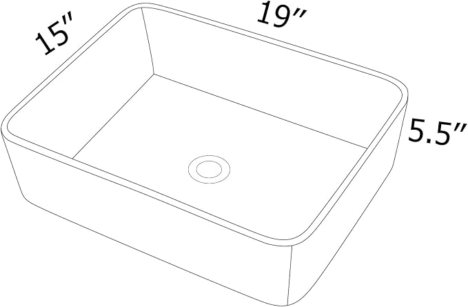 19"x15" Vessel Sink Rectangule Bowl Sinks for Bathrooms White Vessel Sink Above Counter Rectangular Ceramic Vessel Bathroom Sink Porcelain Lavatory Vanity Sink Basin