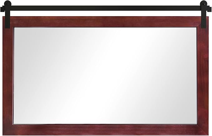 COGOOD Farmhouse Bathroom Mirrors for Over Sink - 30 x 49 Espresso | Rustic Barn Door Wood Framed Vanity Mirror for Entryway, Living Room, Bedroom, Dresser Wall Decor