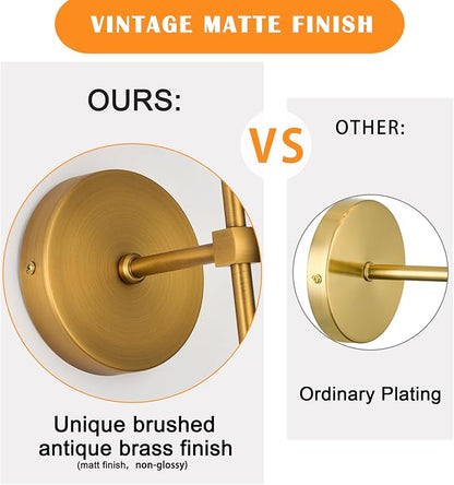 PASSICA DECOR Wall Sconce Set of 2 Hardwired Vintage Antique Brass Sconce Candle Wall Light for Bedroom Living Room Vanity Farmhouse Bathroom Hallway