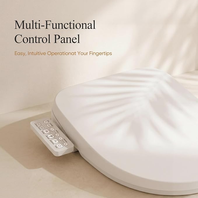 GAICOM Electric Bidet Toilet Seat Elongated, Heated Toilet Seat Air Dryer | Instant Warm Water, Side Control, Multiple Wash Modes, Self-Cleaning Nozzle, Quiet-Close Lid, Easy Installation