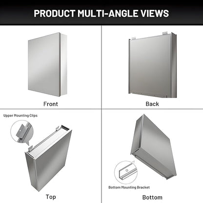 20 x 24 Medicine Cabinet Mirror for Bathroom,Assembly Required,Aluminum Alloy Frame,Recessed/Surface Mounted,Reversible L/R Door,Adjustable Shelves,Bathroom Medicine Cabinet with Mirror