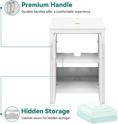 YOURLITE Bathroom Vanity, 24" Modern White Bathroom Cabinet