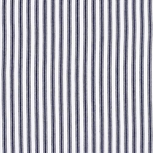 Navy Blue and White Ticking Stripe Woven Cotton Shower Curtain Extra Long 72 Inches W x 84 Inches L