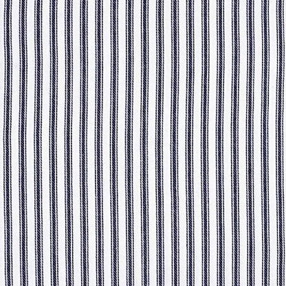 Navy Blue and White Ticking Stripe Woven Cotton Shower Curtain Extra Long 72 Inches W x 84 Inches L